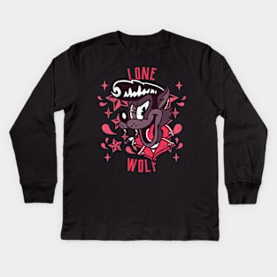 Cool Vintage "Lone Wolf" Rockabilly Kids Long Sleeve T-Shirt